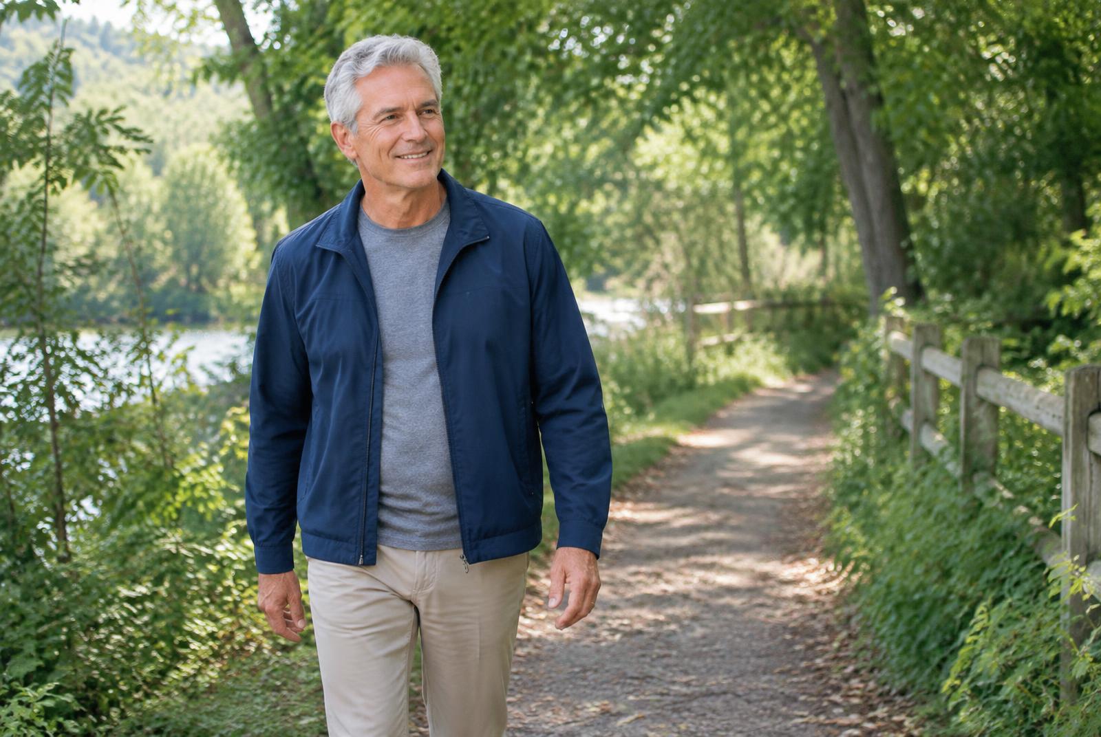 Mature man enjoying an active outdoor wellness routine